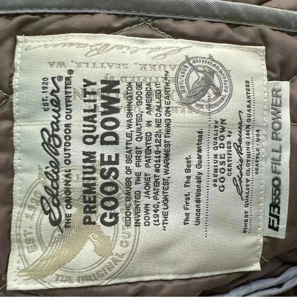 Eddie Bauer Coat Women's 100% Goose Down Puffer Jacket Gray Snap Petite S EB 550 - Picture 3 of 5